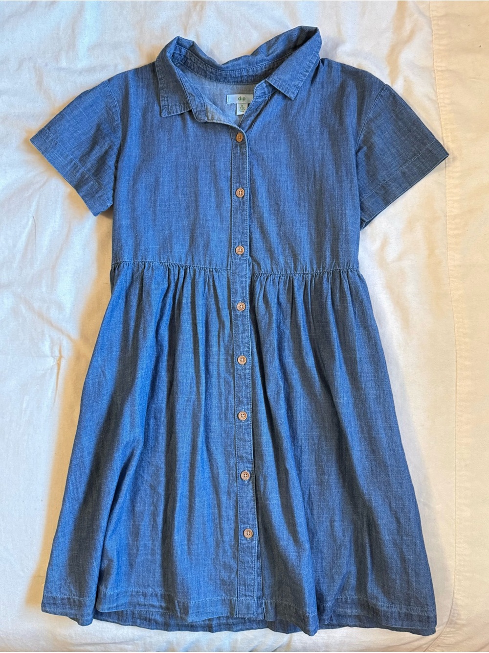 Children's Cotton Chambray Denim Button-Front Dress - Blue